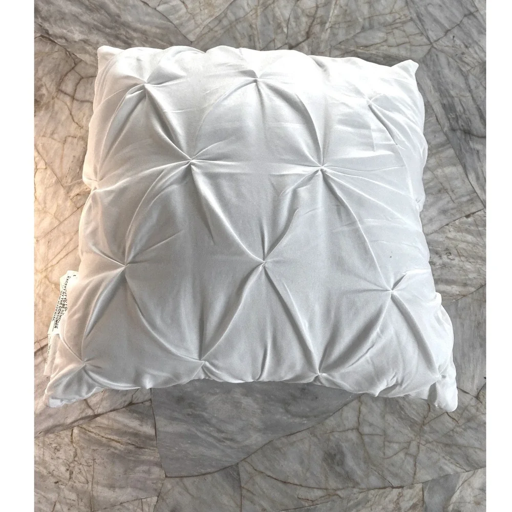Nanshing America White Pintuck Pleated Square Decorative Throw Pillow 16x16